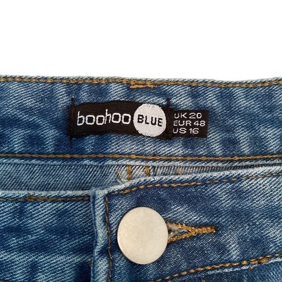 BOOHOO Blue Ripped High Waist Denim Shorts Plus Size 16 NWT - Picture 9 of 11